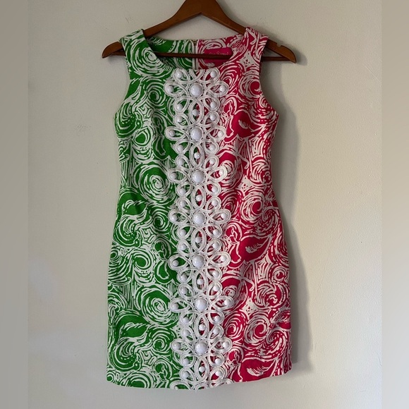 Lilly Pulitzer Dresses & Skirts - Lilly Pulitzer Jubilee Flam Alama Shift Dress 2 Daiquiri Pink/Green Pocket Bead